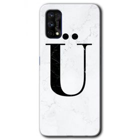 Realme 7 Pro Beyaz Mermer Desenli Ü Harfi Baskılı Uyumlu Silikon Kılıf