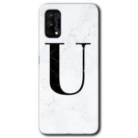 Realme 7 Pro Beyaz Mermer Desenli Ü Harfi Baskılı Uyumlu Silikon Kılıf