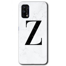 Realme 7 Pro Beyaz Mermer Desenli Z Harfi Baskılı Uyumlu Silikon Kılıf