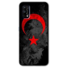 Realme 7 Pro Black Ayyıldız Baskılı Uyumlu Silikon Kılıf