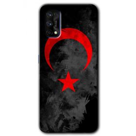 Realme 7 Pro Black Ayyıldız Baskılı Uyumlu Silikon Kılıf