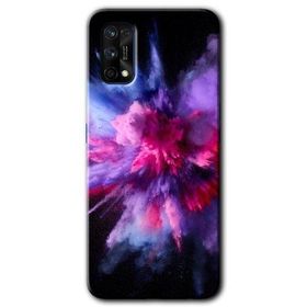 Realme 7 Pro Color Splash Purple Baskılı Uyumlu Silikon Kılıf