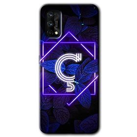 Realme 7 Pro Dark Neon Yaprak C Harfi Baskılı Uyumlu Silikon Kılıf