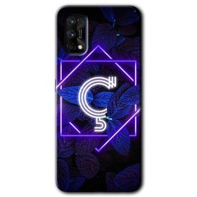 Realme 7 Pro Dark Neon Yaprak C Harfi Baskılı Uyumlu Silikon Kılıf