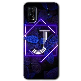 Realme 7 Pro Dark Neon Yaprak J Harfi Baskılı Uyumlu Silikon Kılıf