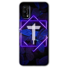 Realme 7 Pro Dark Neon Yaprak T Harfi Baskılı Uyumlu Silikon Kılıf