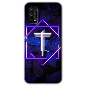Realme 7 Pro Dark Neon Yaprak T Harfi Baskılı Uyumlu Silikon Kılıf
