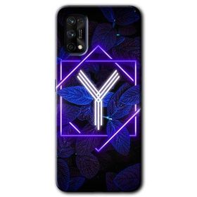 Realme 7 Pro Dark Neon Yaprak Y Harfi Baskılı Uyumlu Silikon Kılıf