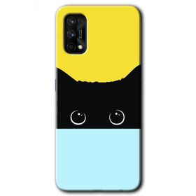 Realme 7 Pro Kara Kedi Baskılı Uyumlu Silikon Kılıf