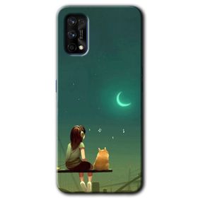 Realme 7 Pro Kedili Kız Baskılı Uyumlu Silikon Kılıf