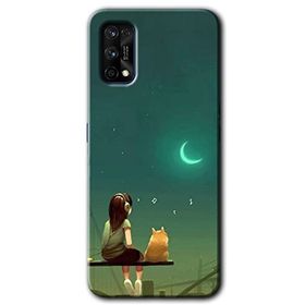 Realme 7 Pro Kedili Kız Baskılı Uyumlu Silikon Kılıf