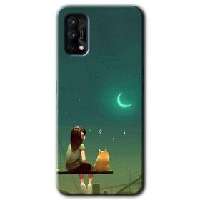 Realme 7 Pro Kedili Kız Baskılı Uyumlu Silikon Kılıf