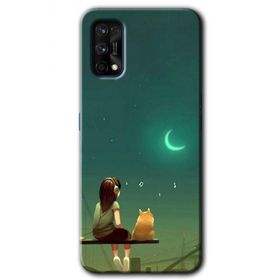 Realme 7 Pro Kedili Kız Baskılı Uyumlu Silikon Kılıf