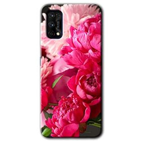 Realme 7 Pro Kırmızı Beyaz Gül Baskılı Uyumlu Silikon Kılıf