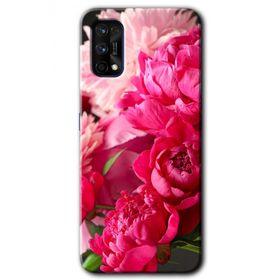 Realme 7 Pro Kırmızı Beyaz Gül Baskılı Uyumlu Silikon Kılıf