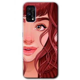 Realme 7 Pro Kızıl Kız Baskılı Uyumlu Silikon Kılıf