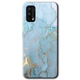 Realme 7 Pro Mavi Gold Mermer Baskılı Uyumlu Silikon Kılıf