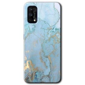 Realme 7 Pro Mavi Gold Mermer Baskılı Uyumlu Silikon Kılıf