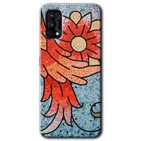 Realme 7 Pro Mozaik Çiçek Baskılı Uyumlu Silikon Kılıf