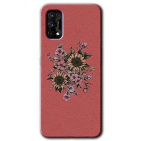 Realme 7 Pro Retro Çiçek Baskılı Uyumlu Silikon Kılıf