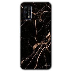 Realme 7 Pro Siyah Gold Mermer Baskılı Uyumlu Silikon Kılıf