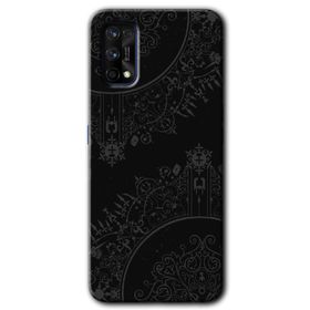 Realme 7 Pro Siyah Mandala Baskılı Uyumlu Silikon Kılıf