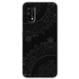Realme 7 Pro Siyah Mandala Baskılı Uyumlu Silikon Kılıf