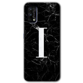 Realme 7 Pro Siyah Mermer Desenli İ Harfi Baskılı Uyumlu Silikon Kılıf
