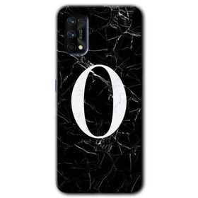 Realme 7 Pro Siyah Mermer Desenli O Harfi Baskılı Uyumlu Silikon Kılıf