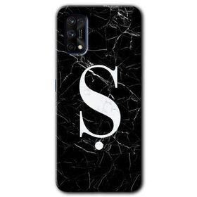 Realme 7 Pro Siyah Mermer Desenli Ş Harfi Baskılı Uyumlu Silikon Kılıf
