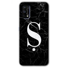 Realme 7 Pro Siyah Mermer Desenli Ş Harfi Baskılı Uyumlu Silikon Kılıf