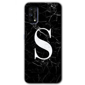 Realme 7 Pro Siyah Mermer Desenli Ş Harfi Baskılı Uyumlu Silikon Kılıf