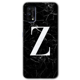 Realme 7 Pro Siyah Mermer Desenli Z Harfi Baskılı Uyumlu Silikon Kılıf