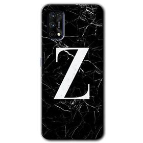 Realme 7 Pro Siyah Mermer Desenli Z Harfi Baskılı Uyumlu Silikon Kılıf