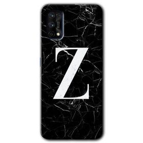 Realme 7 Pro Siyah Mermer Desenli Z Harfi Baskılı Uyumlu Silikon Kılıf