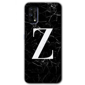 Realme 7 Pro Siyah Mermer Desenli Z Harfi Baskılı Uyumlu Silikon Kılıf