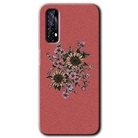 Realme 7 Retro Çiçek Baskılı Uyumlu Silikon Kılıf