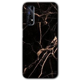 Realme 7 Siyah Gold Mermer Baskılı Uyumlu Silikon Kılıf