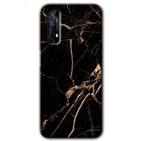 Realme 7 Siyah Gold Mermer Baskılı Uyumlu Silikon Kılıf