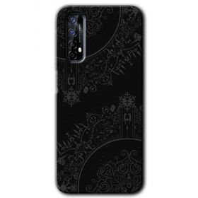 Realme 7 Siyah Mandala Baskılı Uyumlu Silikon Kılıf