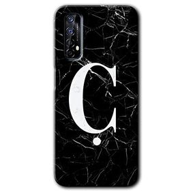 Realme 7 Siyah Mermer Desenli Ç Harfi Baskılı Uyumlu Silikon Kılıf