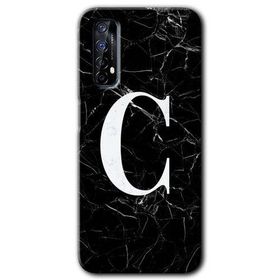 Realme 7 Siyah Mermer Desenli Ç Harfi Baskılı Uyumlu Silikon Kılıf