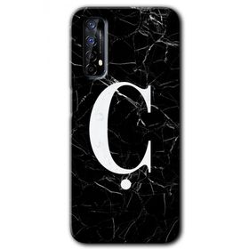 Realme 7 Siyah Mermer Desenli Ç Harfi Baskılı Uyumlu Silikon Kılıf