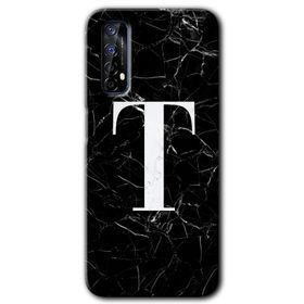 Realme 7 Siyah Mermer Desenli Ö Harfi Baskılı Uyumlu Silikon Kılıf