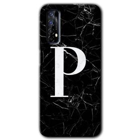 Realme 7 Siyah Mermer Desenli Ö Harfi Baskılı Uyumlu Silikon Kılıf