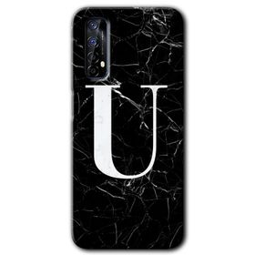 Realme 7 Siyah Mermer Desenli Ö Harfi Baskılı Uyumlu Silikon Kılıf