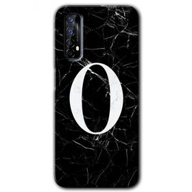 Realme 7 Siyah Mermer Desenli Ö Harfi Baskılı Uyumlu Silikon Kılıf