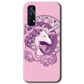 Realme 7 Unicorn Pembe Baskılı Uyumlu Silikon Kılıf