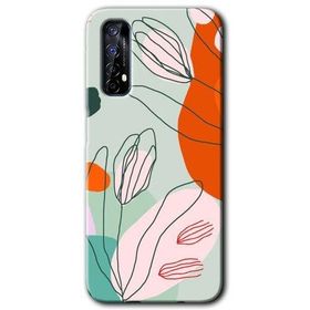 Realme 7 Vektör Çiçekler Baskılı Uyumlu Silikon Kılıf