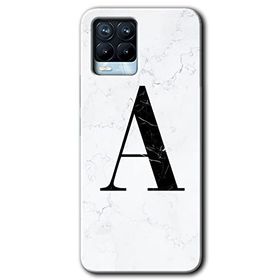 Realme 8 Pro Beyaz Mermer Desenli A Harfi Baskılı Uyumlu Silikon Kılıf